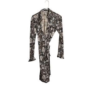 Diane von Furstenberg DVF Silk Wrap Dress Brown and Cream Women's Size 8